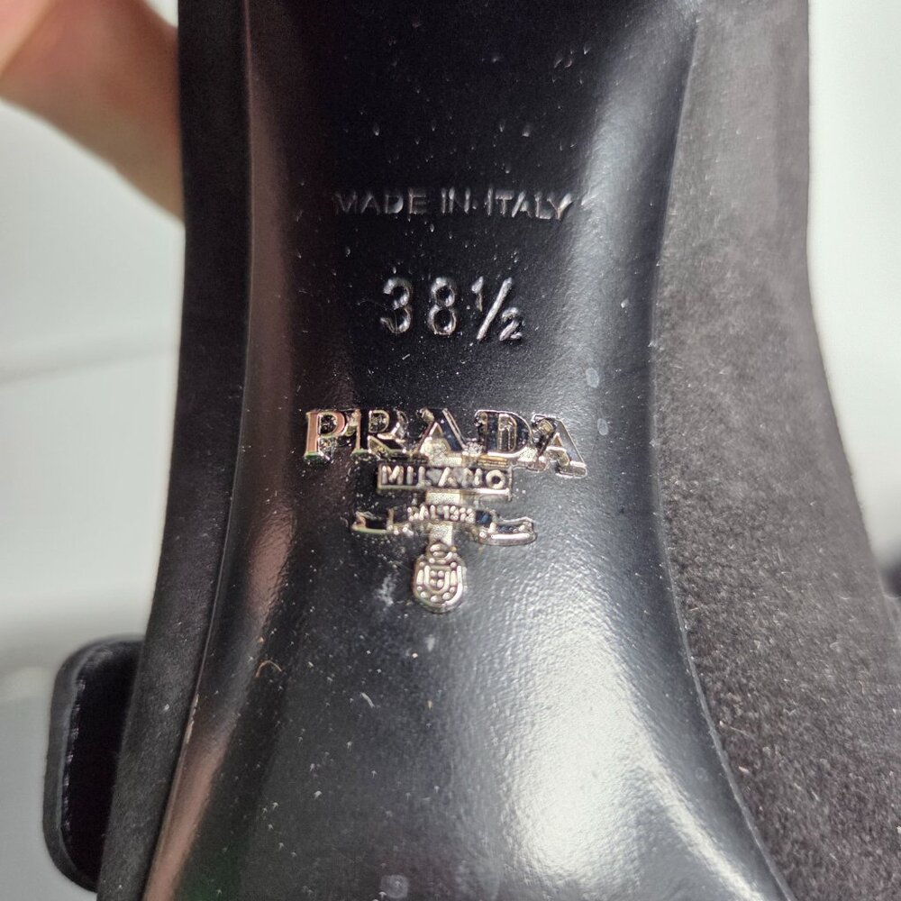 Women's Prada Black Suede Madras Fringe Buckle Slip-On with COA - EU Size 38.5 - Picture 7 of 12